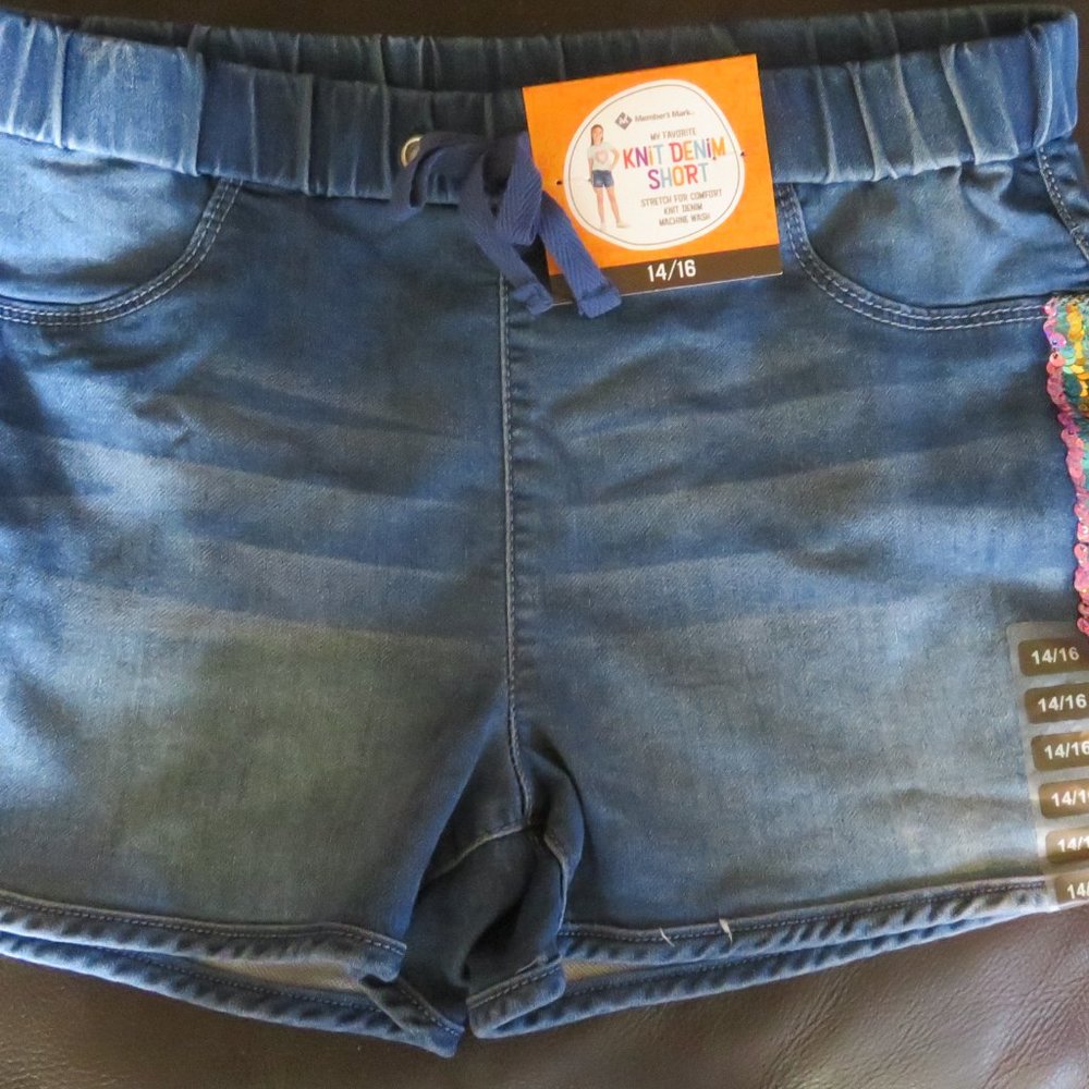 Member's Mark Knit Denim Shorts Girls Size 14/16